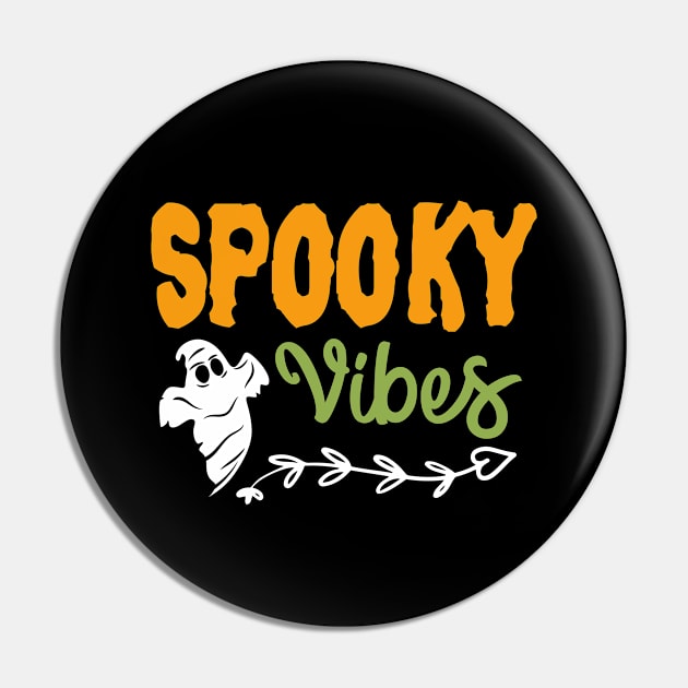 Ghost Design Halloween Tee Spooky Vibes Halloween Party Pin by InnerMagic