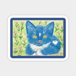 Blue kitten cat art Magnet