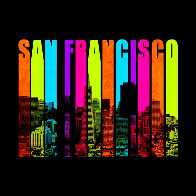 Retro San Francisco California Cityscape Skyline by phughes1980
