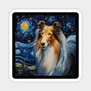 Rough Collie painted in Starry Night Style Magnet