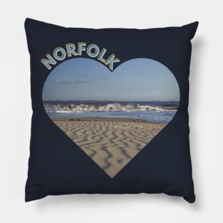 Norfolk Beach Love Heart Pillow