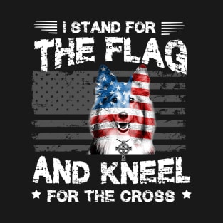 Sheltie Dog Stand For The Flag Kneel For Fallen T-Shirt