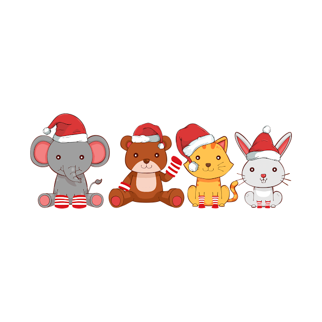 Pets With Santa Hats Christmas by Skylane