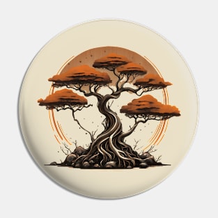 Japanese Bonsai Tree Sketch Art Pin