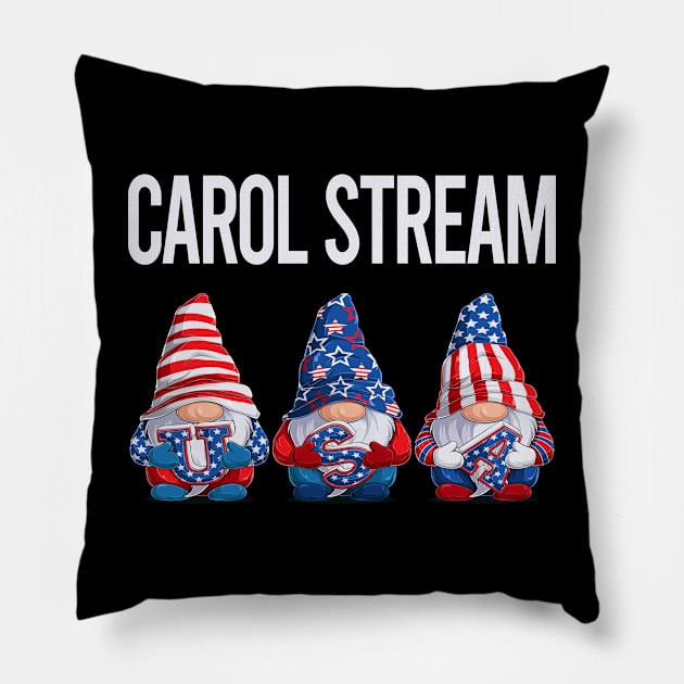 Happy USA Carol Stream Pillow by flaskoverhand