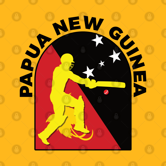 Papua New Guinea Cricket Batsman Papua New Guinea Flag by DPattonPD