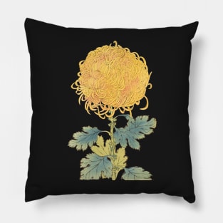 Gold Chrysanthemum - Hasegawa - Traditional Japanese style - Botanical Illustration Pillow