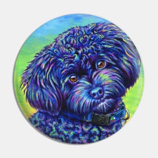 Colorful Black Toy Poodle Pin