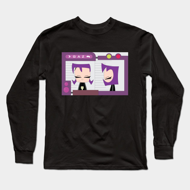 Invader Zim Gaz Gaz Long Sleeve T Shirt Teepublic The short tempered, younger sister of dib from invader zim, she's printed on this tee, reclining on a bean bag chair, with her face illuminated by her phone. teepublic