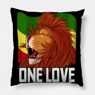 One Love Rasta Lion Jamaican Reggae Rasta Colors Pillow