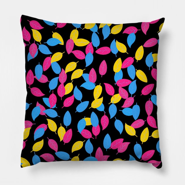 Pansexual Pride Scattered Leaves Pillow by VernenInk