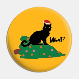 Evil black cat dropped Christmas tree Pin