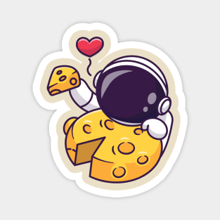 Cute Astronaut Eating Cheese Moon Cartoon Magnet