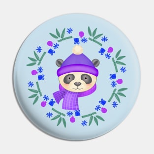 Christmas Panda Wreath Pin