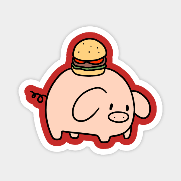 Hamburger Piggy Magnet by saradaboru