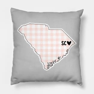 USA States: South Carolina (pink plaid) Pillow