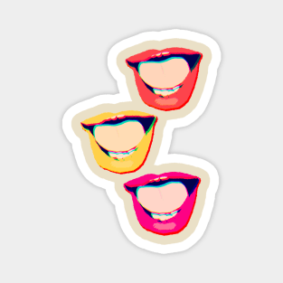 Groovy Old School Pop-Art Style Colorful Mouth Stack Magnet