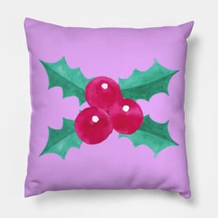 Purple Festive Holly Berries Pillow