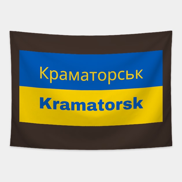 Kramatorsk City in Ukrainian Flag Tapestry by aybe7elf