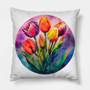 Colorful Tulips of Vibrant Colors Pillow