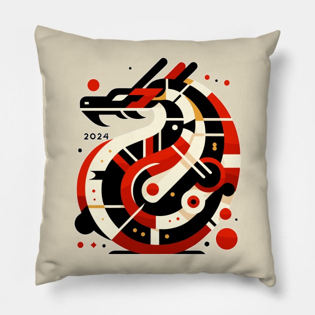 Circular Dragon Emblem 2024 - Lunar New Year Pillow by 2HivelysArt