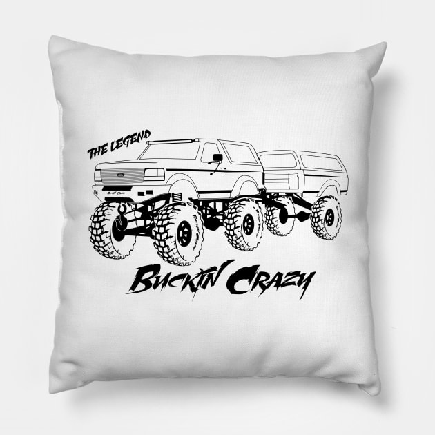 Buckin Crazy Bronco - Black Print Pillow by The OBS Apparel