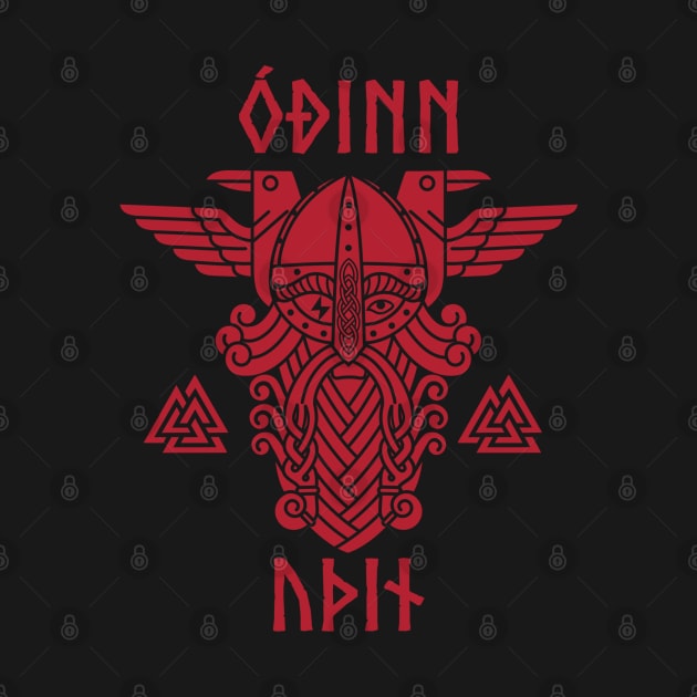 Odin valknut runes red by Blue Pagan