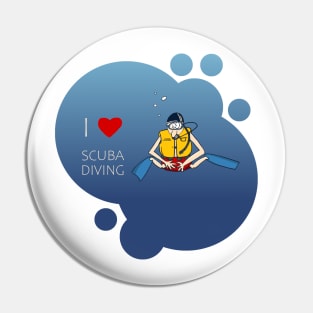 I Love Scuba Diving Pin