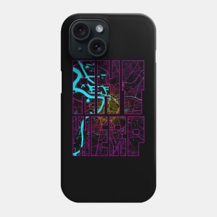 Antwerp, Belgium City Map Typography - Neon Phone Case