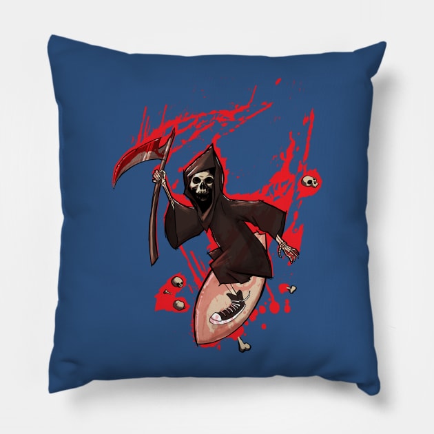 satanic surfer Pillow by sebstadraws