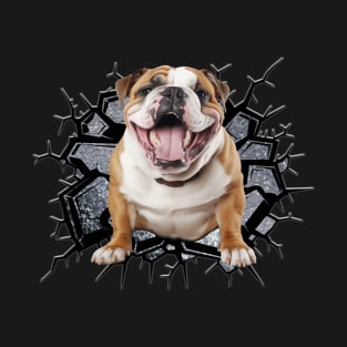 Funny Bulldog Wall Crack T-Shirt