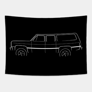 front/profile - 4x4 Chevy Suburban - stencil, white Tapestry