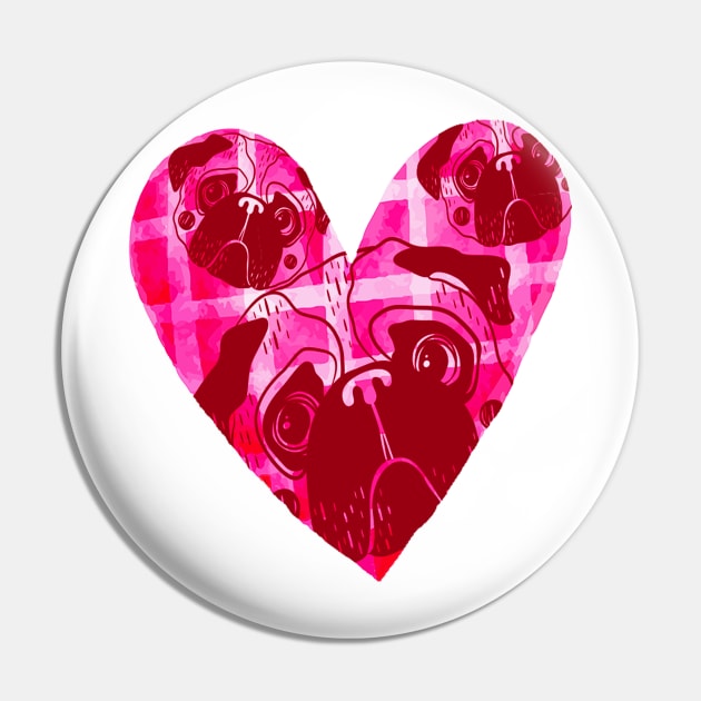 Heart Of A Pug Pin by Sunil Belidon