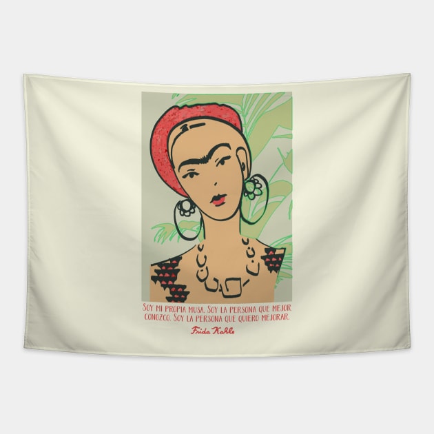 FRIDA KAHLO Mexican Feminist portrait painting Tapestry by GalleryArtField