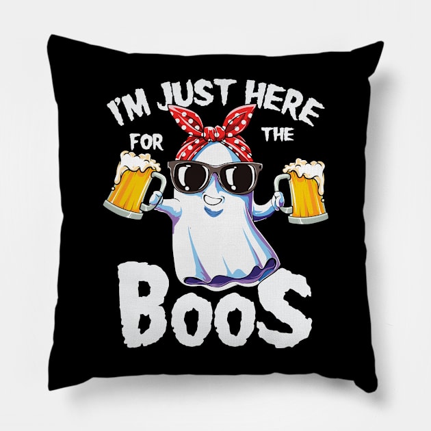 I'm just here for the boos funny female beer lover ghost Pillow by GothicDesigns