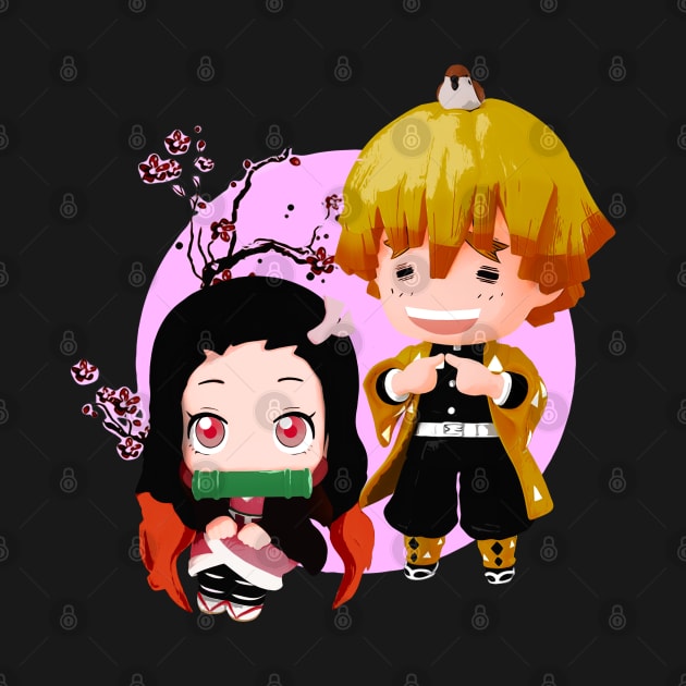 Kimetsu no yaiba chibi NezukoxZenitsu by MemesAndanime