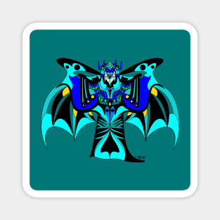 the blue uusum vampire in mayan ecopop bat disguise art Magnet