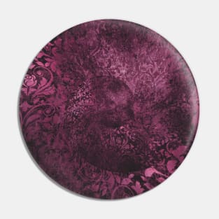 Burgundy Christmas Damask Pattern Pin