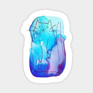 Ombre Purple Blue Watercolor Cat Magnet