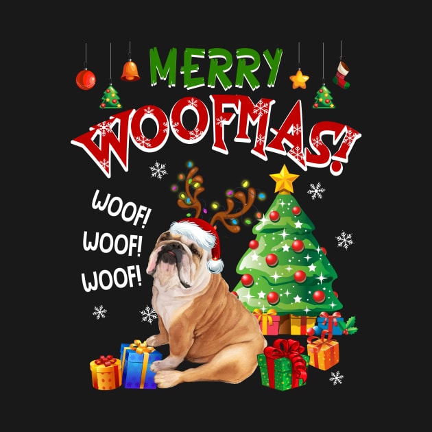 Bulldog Merry Woofmas Awesome Christmas by Dunnhlpp