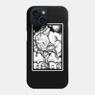 Cat and Mouse Birthday - White Outlined Design Phone Case