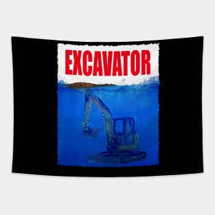 Dirt Devotion Excavator Dreams, Trendy Tee for Construction Aficionados Tapestry