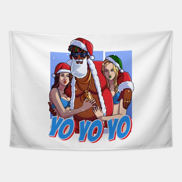 Black Santa Claus Gangster Christmas Tapestry by Noseking