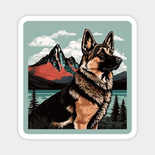 German Shepherd in Mountainscape Magnet