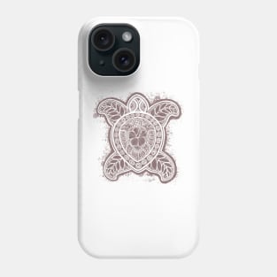 Pasifika Turtle - white on chocolate Phone Case