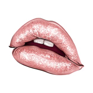 Shiny parted lips with pink lip gloss T-Shirt