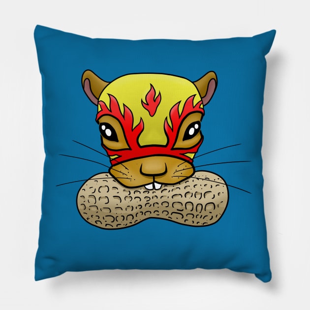 Luchador Squirrel Nut Biter Pillow by mikeskki