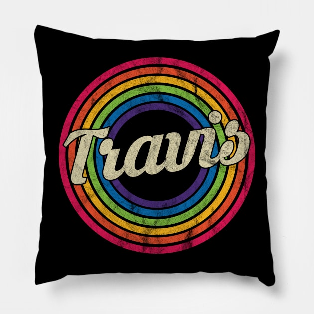 Travis - Retro Rainbow Faded-Style Pillow by MaydenArt