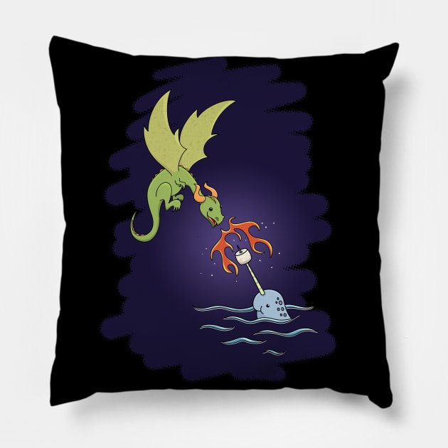 Dragon Narwhal Marshmallow Roast Pillow by cottoncanvas