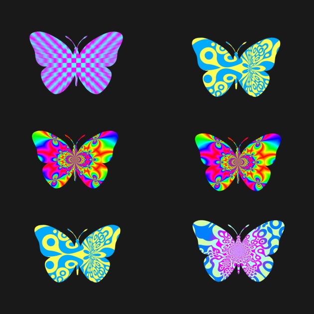 Psychedelic Butterflies - small 6 pack by Trigger413